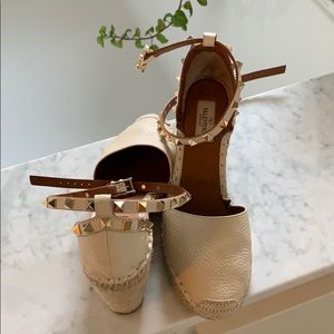 Valentino Rockstud Espadrille Wedge